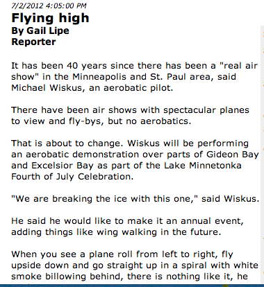 Air show story Michael Wiskus